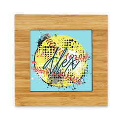Softball Bamboo Trivet with Ceramic Tile Insert (Personalized)
