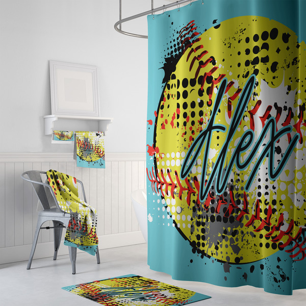 Softball Bath Towel Sets - 3-piece - In Context