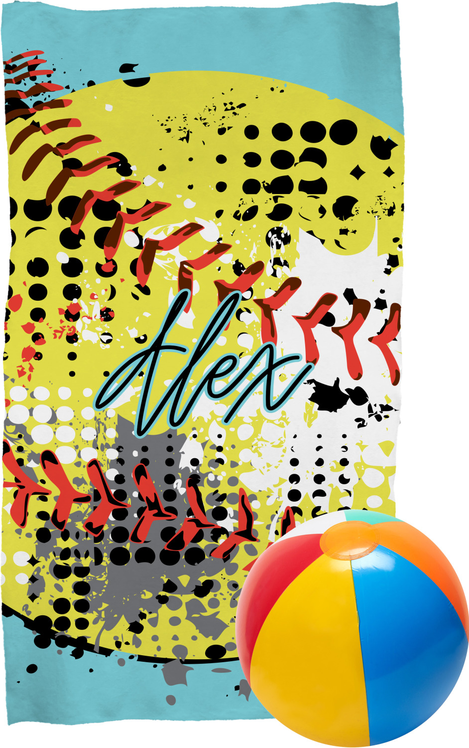 Softball Beach Towel (Personalized) YouCustomizeIt