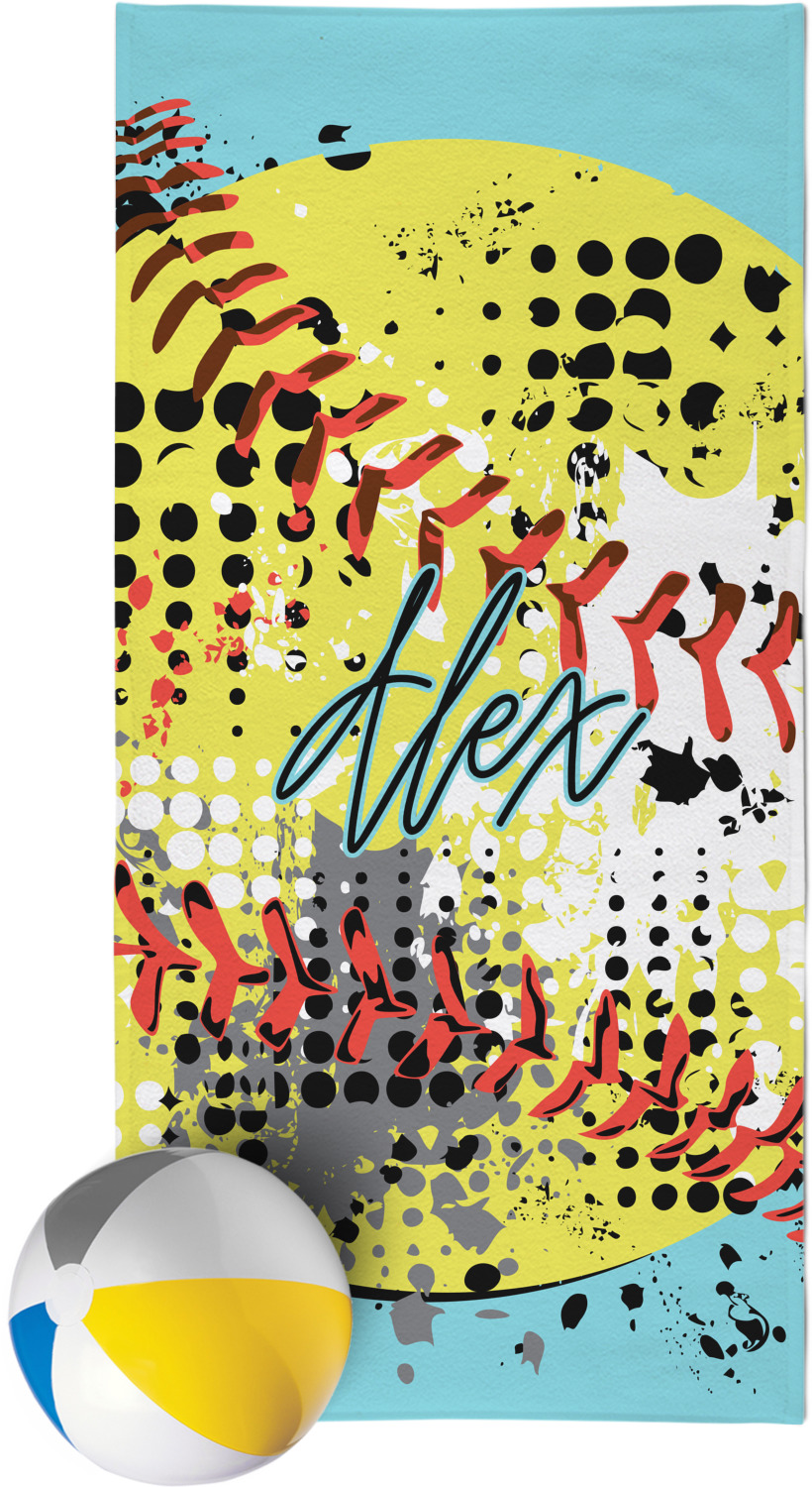 Custom Softball Beach Towel (Personalized) YouCustomizeIt