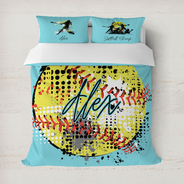 Custom Softball Duvet Cover (Personalized)