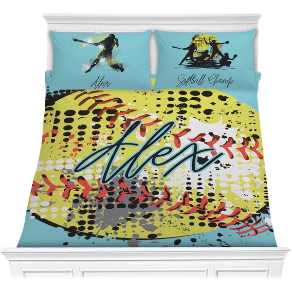 Custom Softball Comforter Set - Full / Queen (Personalized)