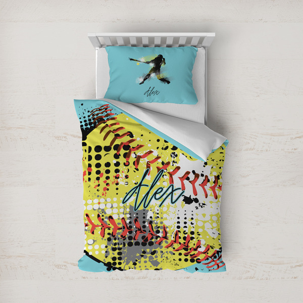 Custom Softball Duvet Cover Set - Twin (Personalized)