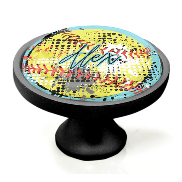Softball Black Custom Cabinet Knob (Side)
