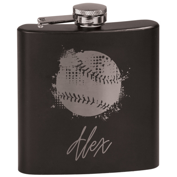 Custom Softball Black Flask Set (Personalized)