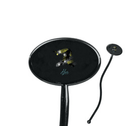 Softball 7" Oval Plastic Stir Sticks - Black - Single Sided (Personalized)