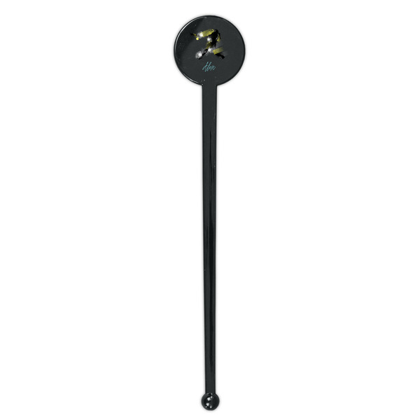 Softball Black Plastic 7" Stir Stick - Round - Single Stick