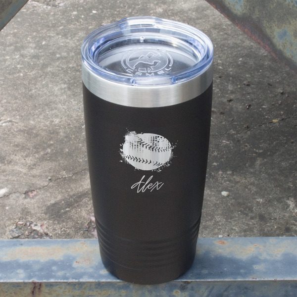 Softball Black Polar Camel Tumbler - 20oz - Angled
