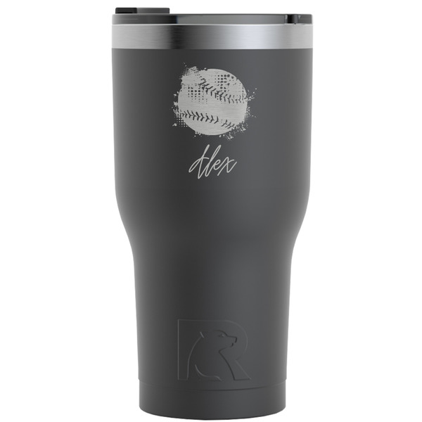 Custom Softball RTIC Tumbler - Black - Engraved Front (Personalized)