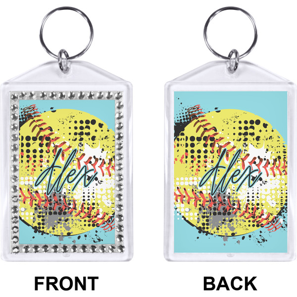 Softball Bling Keychain (Front + Back)
