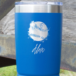 Softball 20 oz Stainless Steel Tumbler - Royal Blue - Single Sided (Personalized)