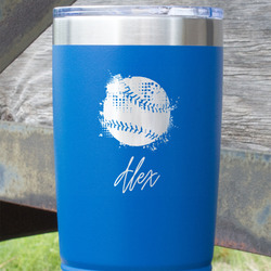 Softball 20 oz Stainless Steel Tumbler - Royal Blue - Single Sided (Personalized)