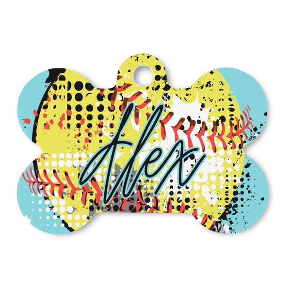 Custom Softball Bone Shaped Dog ID Tag (Personalized)