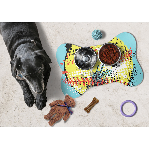 Softball Bone Shaped Mat w/ Food & Water