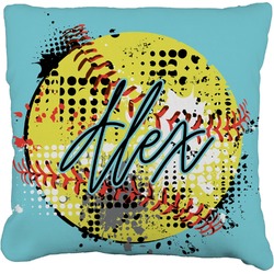 Softball Faux-Linen Throw Pillow 16" (Personalized)