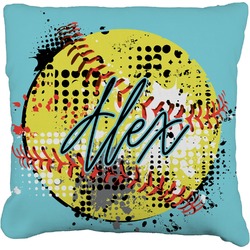 Softball Faux-Linen Throw Pillow 20" (Personalized)