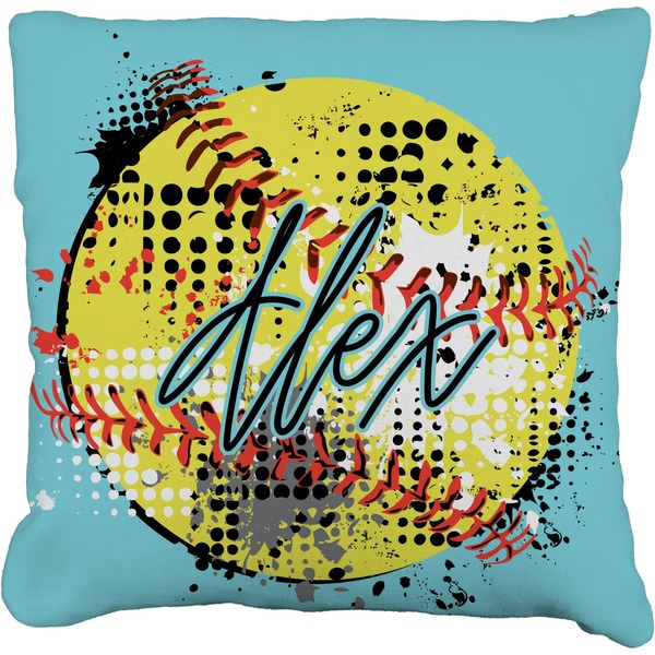 Custom Softball Faux-Linen Throw Pillow 20" (Personalized)
