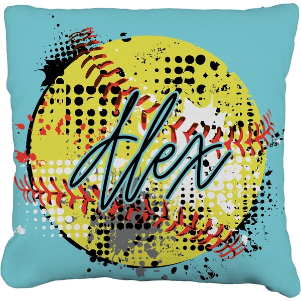 Custom Softball Faux-Linen Throw Pillow 26" (Personalized)