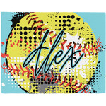 Softball Woven Fabric Placemat - Twill w/ Name or Text