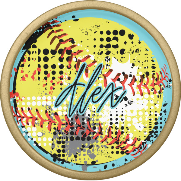 Softball Cabinet Knob - Gold - Front