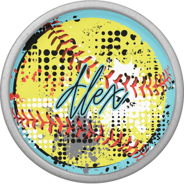 Softball Cabinet Knob - Nickel - Front