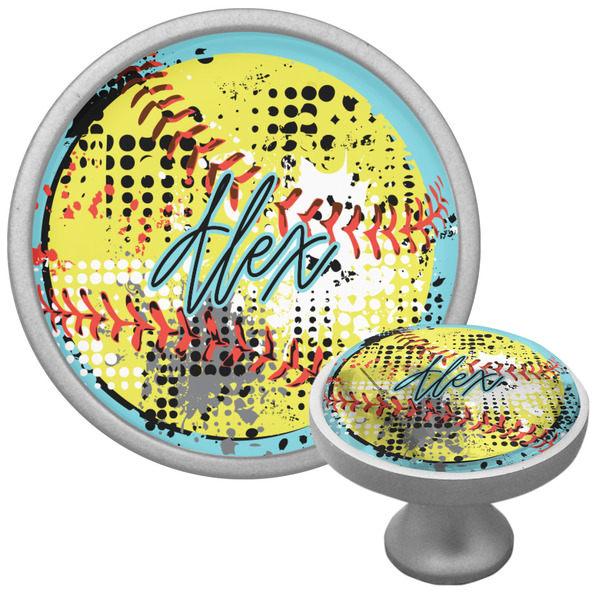 Softball Cabinet Knob - Nickel - Multi Angle