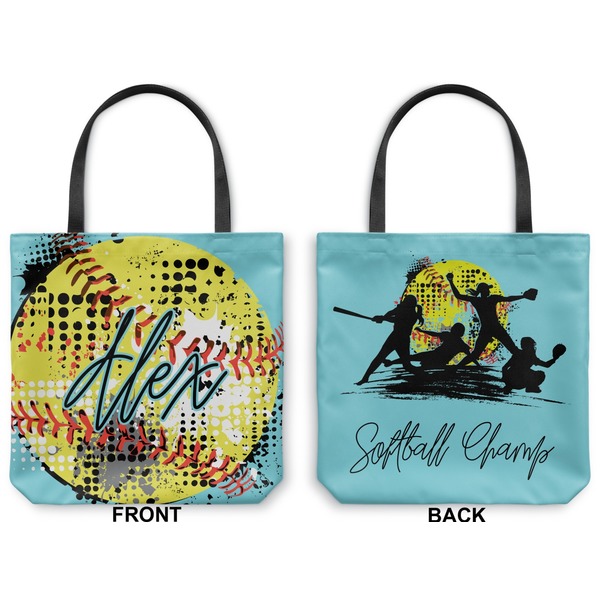 Softball Canvas Tote - Front and Back