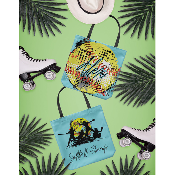 Softball Canvas Tote Lifestyle Front and Back