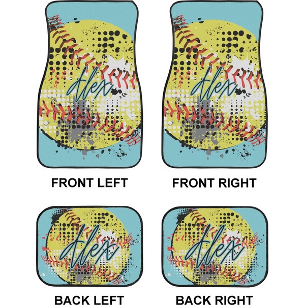 Softball Car Floor Mats Set (2F + 2B)