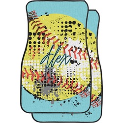 Softball Car Floor Mats (Front Seat) (Personalized)