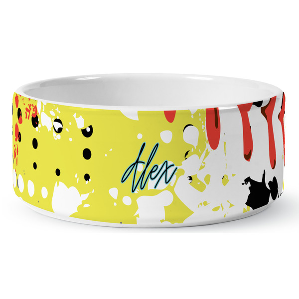 Softball Ceramic Dog Bowl - Medium - Front