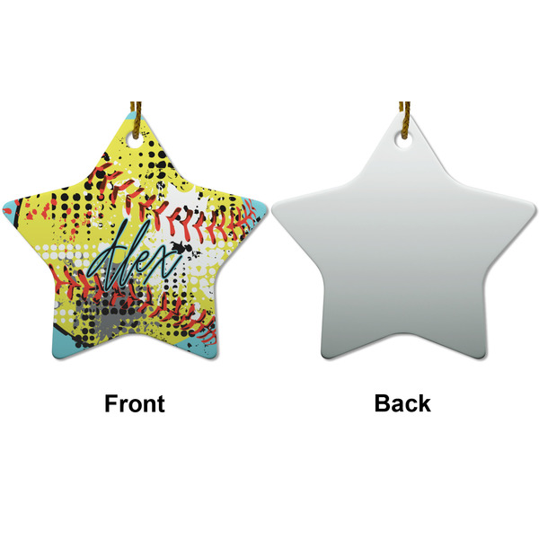 Softball Ceramic Flat Ornament - Star Front & Back (APPROVAL)