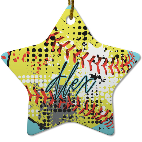 Custom Softball Star Ceramic Ornament w/ Name or Text