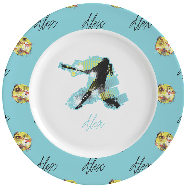 Custom Softball Ceramic Dinner Plates (Set of 4) (Personalized)
