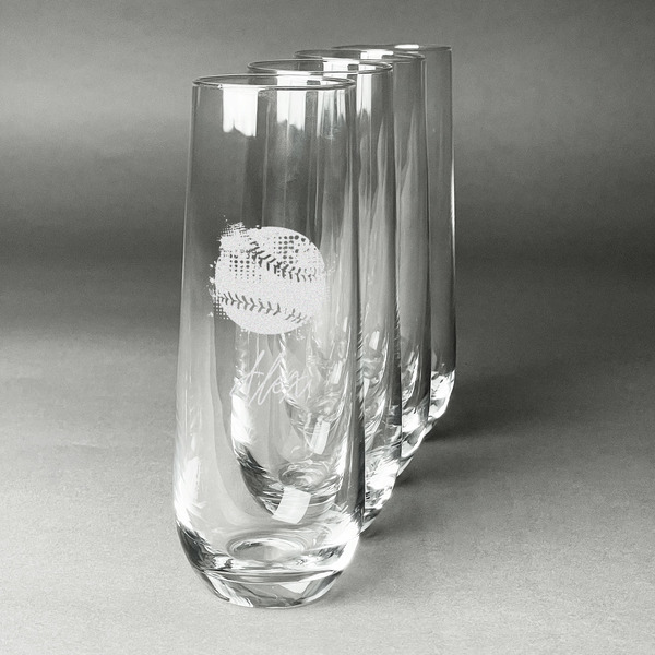 Softball Champagne Flute - Set of 4 - Front/Main