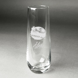 Softball Champagne Flute - Stemless Engraved - Single (Personalized)