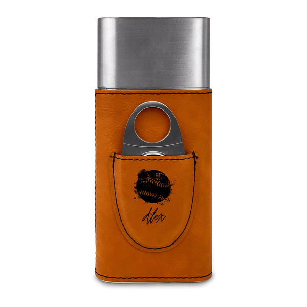 Softball Cigar Case with Cutter - FRONT
