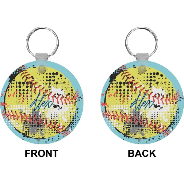 Softball Circle Keychain (Front + Back)