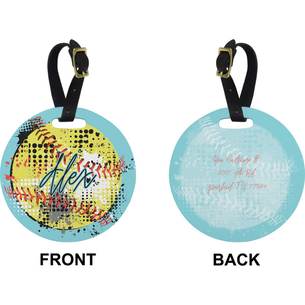 Softball Circle Luggage Tag (Front + Back)