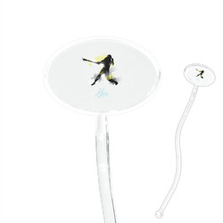 Softball 7" Oval Plastic Stir Sticks - Clear (Personalized)