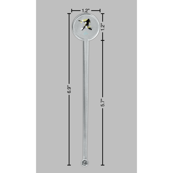 Softball Clear Plastic 7" Stir Stick - Round - Dimensions