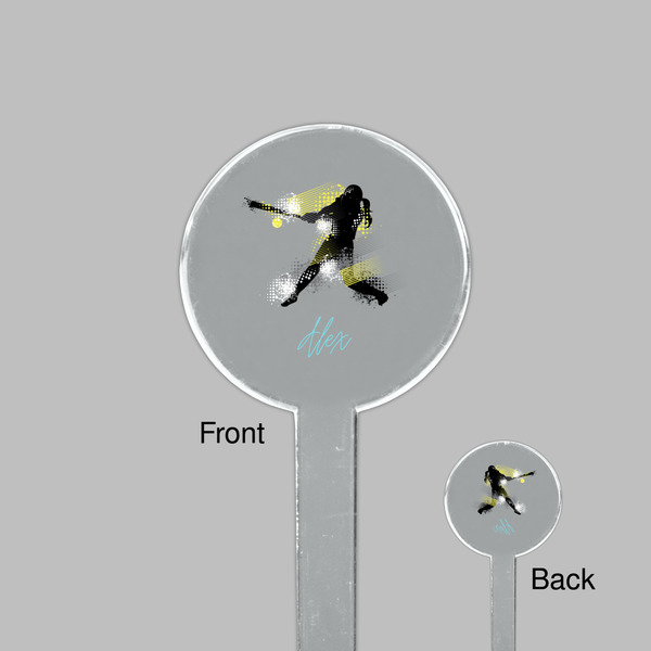 Softball Clear Plastic 7" Stir Stick - Round - Front & Back