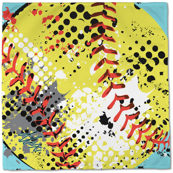 Softball Cloth Napkins - Personalized Dinner (Full Open)