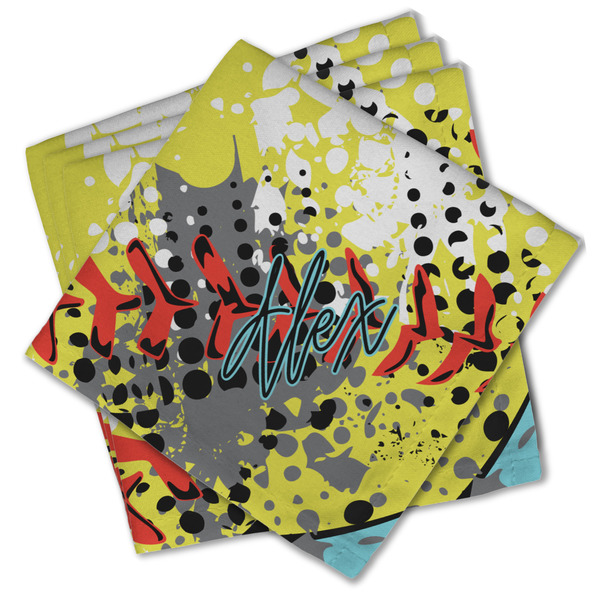 Custom Softball Cloth Cocktail Napkins - Set of 4 w/ Name or Text