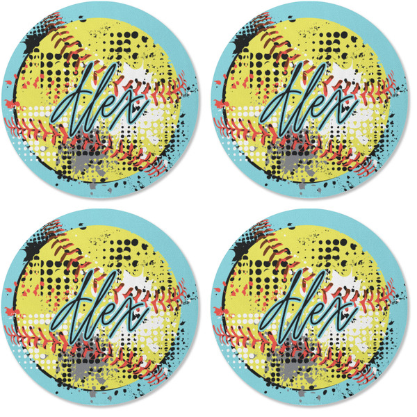 Softball Coaster Round Rubber Back - Apvl