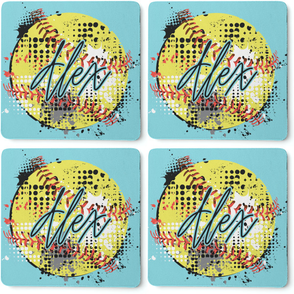 Softball Coaster Rubber Back - Apvl