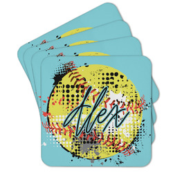 Softball Cork Coaster - Set of 4 w/ Name or Text