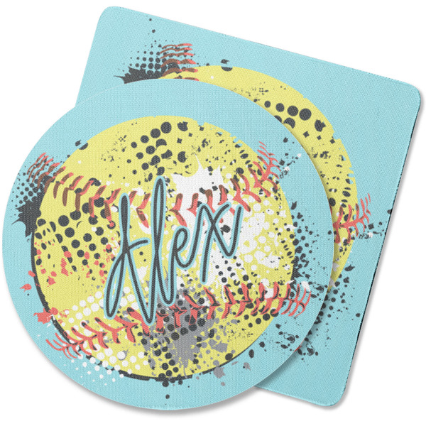 Custom Softball Rubber Backed Coaster (Personalized)