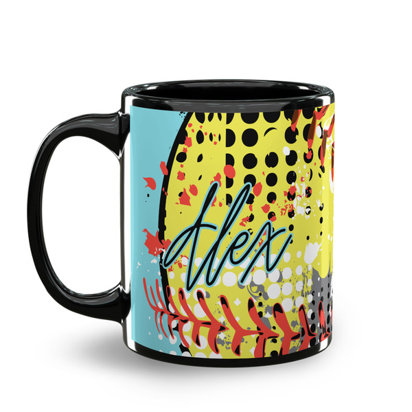 Softball Coffee Mug - 11 oz - Black