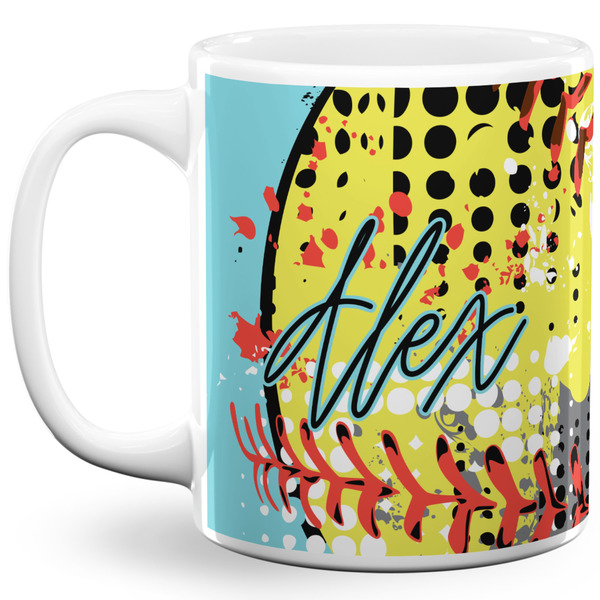 Custom Softball 11 Oz Coffee Mug - White (Personalized)